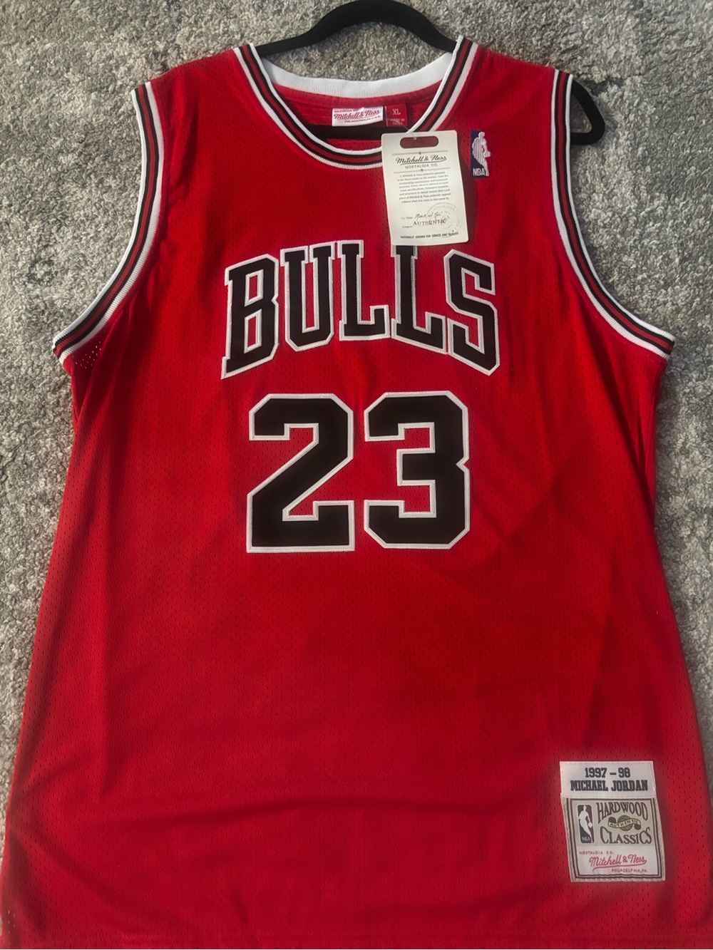 Mitchell & Ness Bulls #23 Red Retro Hardwood Classics Jersey